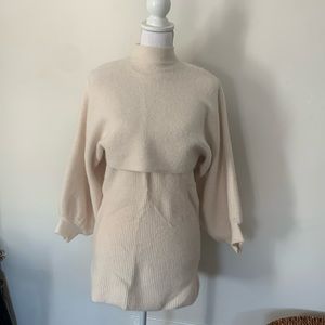Cream sweater set, tunic/dress and crop top NWOT